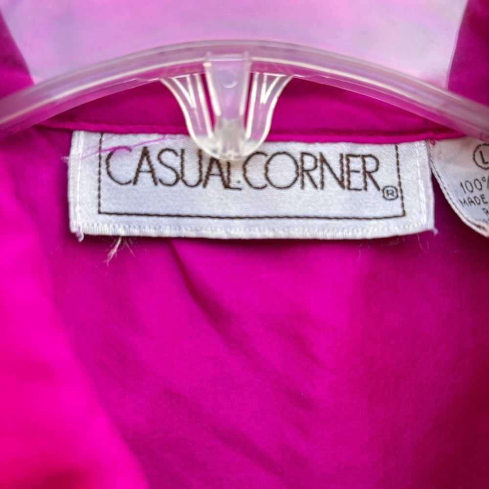 Casual Corner Fuchsia 100% Silk Blouse and Parachute Pants. Vintage 80’s size L - Picture 8 of 14